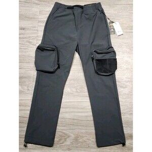 Boys 10/12 M Charcoal Gray Utility Cargo Pants Techwear Mesh Pockets NWT